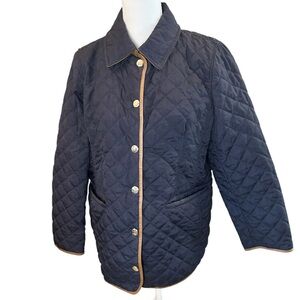 Chico's women’s snap  front Quilted Navy blue jacket  Lg